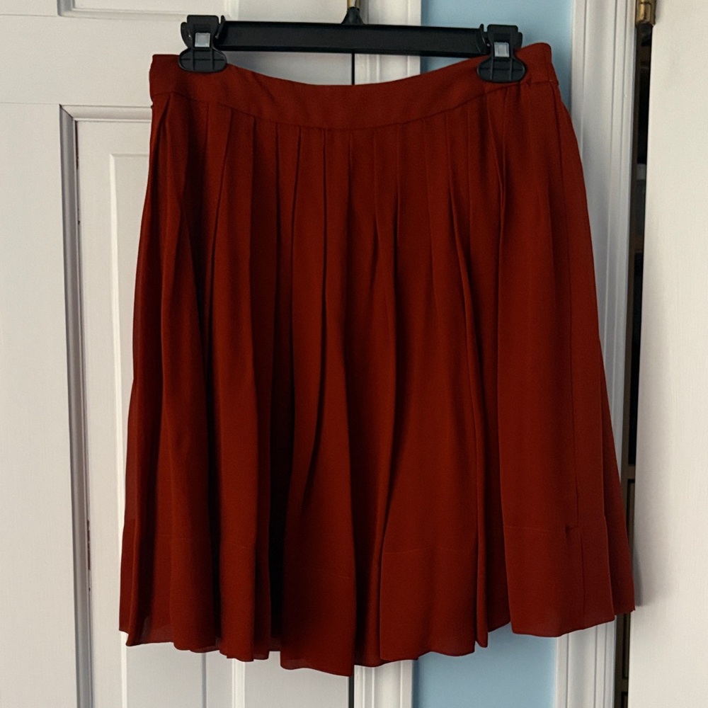 Talbots Red-Brown Pleated A-Line Skirt